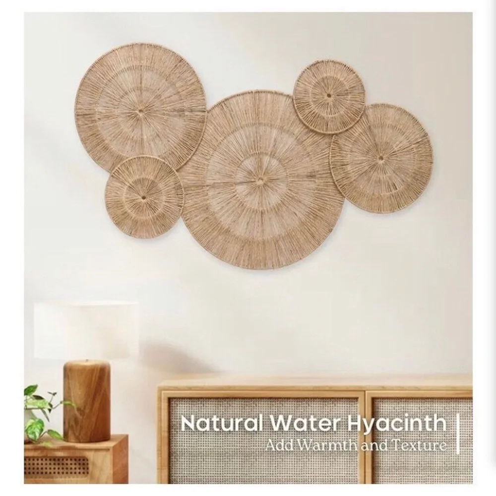 Natural Water Hyacinth Woven Wall Decor - Neutral Beige